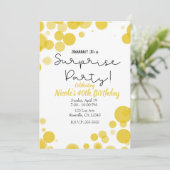 Gele & Witte Stippen Bubbles Verrassingsfeestje Kaart (Staand voorkant)