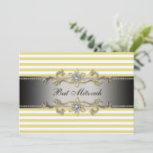 Gele Witte Streep Bat Mitzvah Kaart (Staand voorkant)