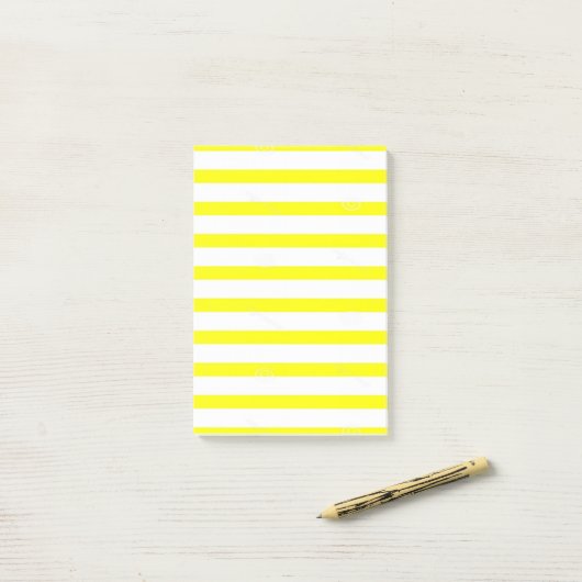 Gele & Witte Streep Notities Post-it® Notes (Op bureau)