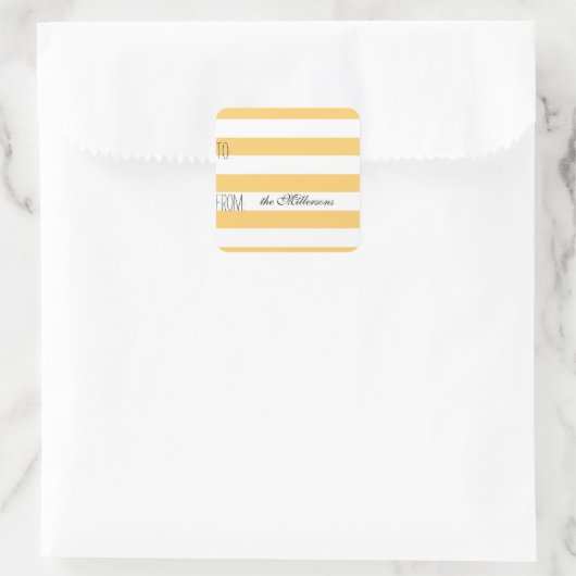 Gele witte strepen Gift Label (Tas)