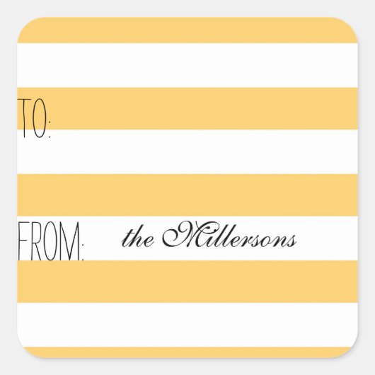 Gele witte strepen Gift Label (Voorkant)