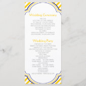 Gele witte strepen marine nautische bruiloft progr programmakaart (Achterkant)