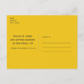 Gele & Witte Strepen Modern Chique Save the Date Aankondigingskaart (Achterkant)