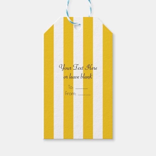 Gele & Witte Strepen Modern Gestreepte Feest Favor Cadeaulabel (Voorkant)