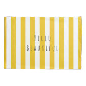 Gele & Witte Strepen Moderne Chique Heldere Vet Kussensloop (Achterkant)