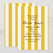 Gele & Witte Strepen Moderne Gestreepte Uitnodigin Kaart (Voorkant / Achterkant)