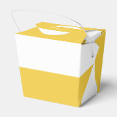 Gele witte strepen patroon, houtskool monogram bedankdoosjes (Achterkant)