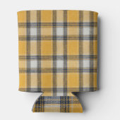 Gele witte tartantextuur achtergrond blikjeskoeler (Achterkant)