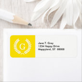 Gele witte tarwe Laurel Wreated Initiaal Monogram Etiket (Insitu)