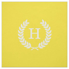 Gele witte tarwe Laurel Wreated Initiaal Monogram Stof