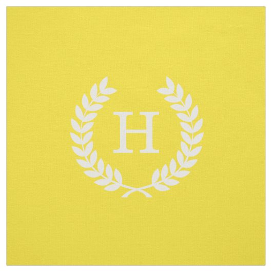 Gele witte tarwe Laurel Wreated Initiaal Monogram Stof (Swatch)