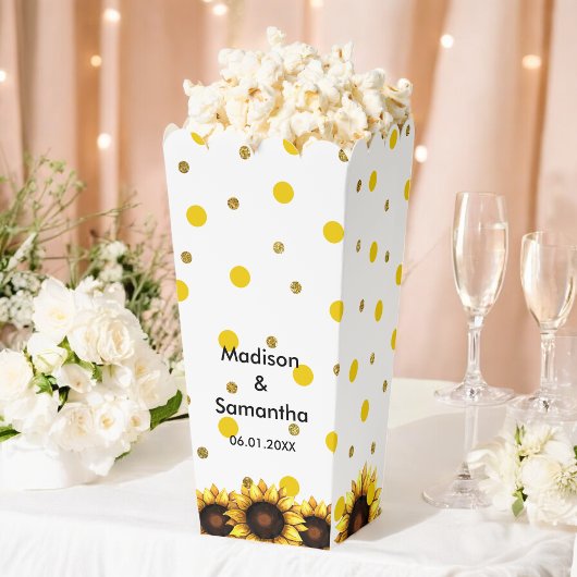 Gele witte trouwzonnebloem bedankdoosjes