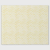 Gele Witte Zigzag Strepen Verjaardag Cadeaupapier (Vlak)