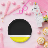 Gele witte zwarte kleurblok papieren bordje (Feest)