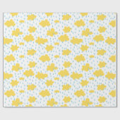 Gele wolken en Neutraal Baby shower blauwe Regen Cadeaupapier (Vlak)