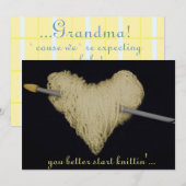 gele wollen hart baby zwangerschapsaankondiging aankondiging (Voorkant / Achterkant)