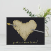 gele wollen hart zwangerschapsaankondiging baby aankondiging (Staand voorkant)