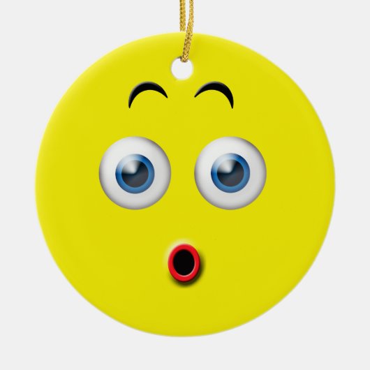 Gele Wow Verrassde Emoji Aangepaste Naam Keramisch Ornament (Voorkant)