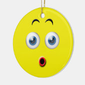 Gele Wow Verrassde Emoji Aangepaste Naam Keramisch Ornament (Links)