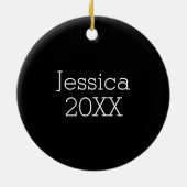 Gele Wow Verrassde Emoji Aangepaste Naam Keramisch Ornament (Achterkant)