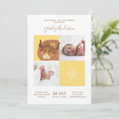 Gele Yak Alphabet Monogram Cute Baby shower Kaart (Staand voorkant)