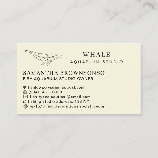 Gele zachte lage poly aquarium vis visitekaartje (Achterkant)