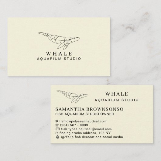 Gele zachte lage poly aquarium vis visitekaartje (Voorkant / Achterkant)