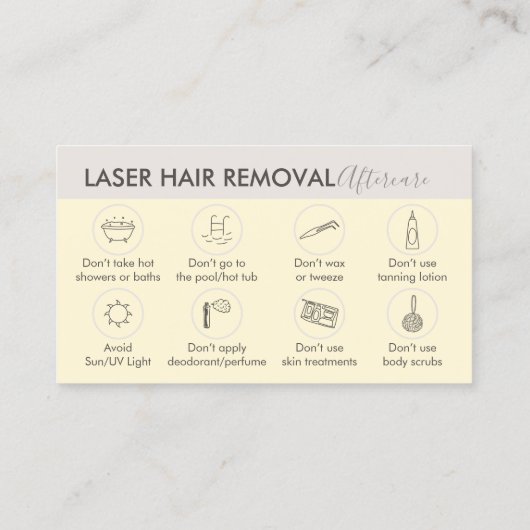 Gele Zachte Laserontharing Nazorg Visitekaartje (Achterkant)