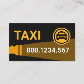 Gele zaklamp op taxi visitekaartje (Voorkant)
