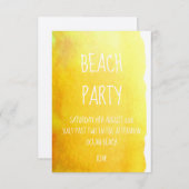 Gele zand waterverf moderne strandpartij kaart (Voorkant / Achterkant)