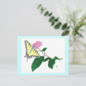 Gele zandstaartvlinder Pointillisme Flower Briefkaart (Staand voorkant)