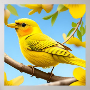 Gele Zangvogel Cadeau voor Vogelliefhebbers Natuur Poster