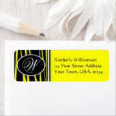 Gele Zebra monogram retouradreslabels. Etiket (Insitu)