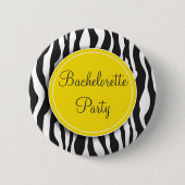 Gele Zebra Print Bachelorette Party Button (Voorkant)