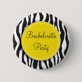 Gele Zebra Print Bachelorette Party Button