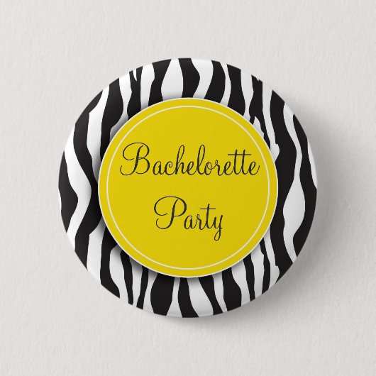 Gele Zebra Print Bachelorette Party Button (Voorkant)