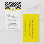 Gele Zebra Print Personaliseer Visitekaartje (Voorkant / Achterkant)