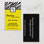 Gele Zebra Print Personaliseer Visitekaartje (Voorkant / Achterkant)