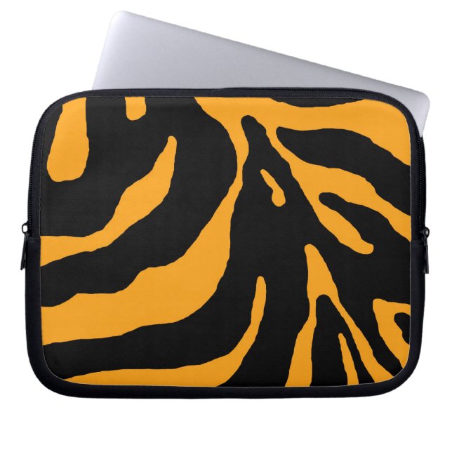 Gele Zebra Stripe Animal Print Laptop Sleeve (Voorkant)