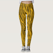 Gele Zebra Stripes Dierlijke printpatronen Leggings (Voorkant)