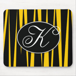 Gele Zebra Stripes Monogrammen Muismatten