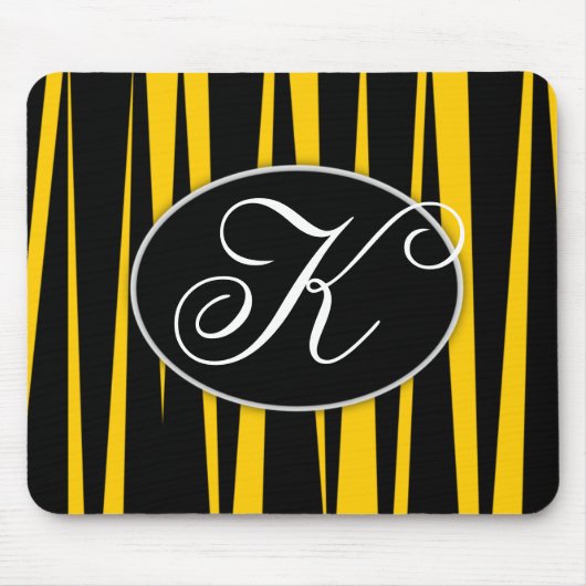 Gele Zebra Stripes Monogrammen Muismatten (Voorkant)