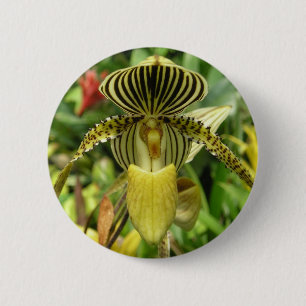 Gele Zebra Stripes Orchid Ronde Button 5,7 Cm