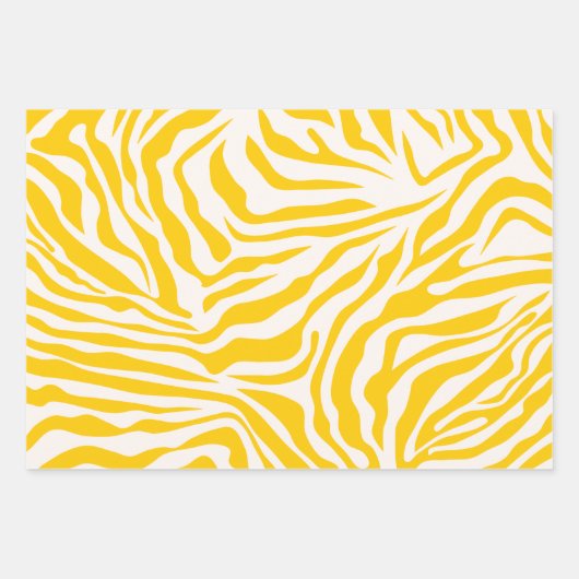 Gele Zebra Stripes Preppy Wild Animal Print Inpakpapier Vel (Voorkant 2)