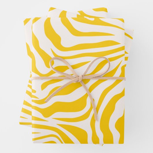 Gele Zebra Stripes Preppy Wild Animal Print Inpakpapier Vel (In situ)