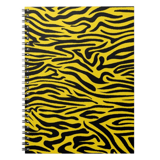 Gele Zebra Stripes Preppy Wild Animal Print Notitieboek (Voorkant)