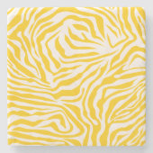 Gele Zebra Stripes Preppy Wild Animal Print Stenen Onderzetter (Voorkant)