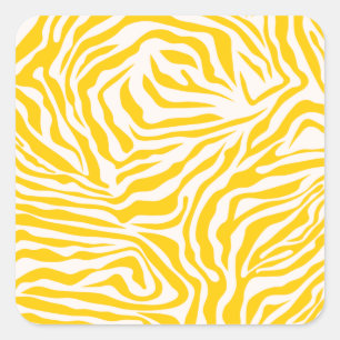 Gele Zebra Stripes Preppy Wild Animal Print Vierkante Sticker