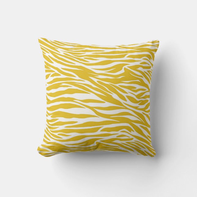Gele zebra Stripes werpen Pillow Kussen (Voorkant)