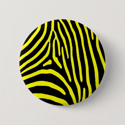 Gele zebrastrepen ronde button 5,7 cm (Voorkant)